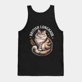 Floral Whimsical British Longhair Cat Straight Tank Top